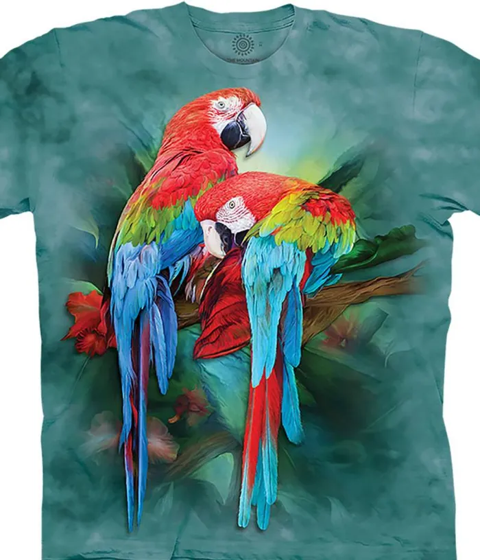 Liquid Blue TShirt Men Macaw Mates Classic Cotton TShirt