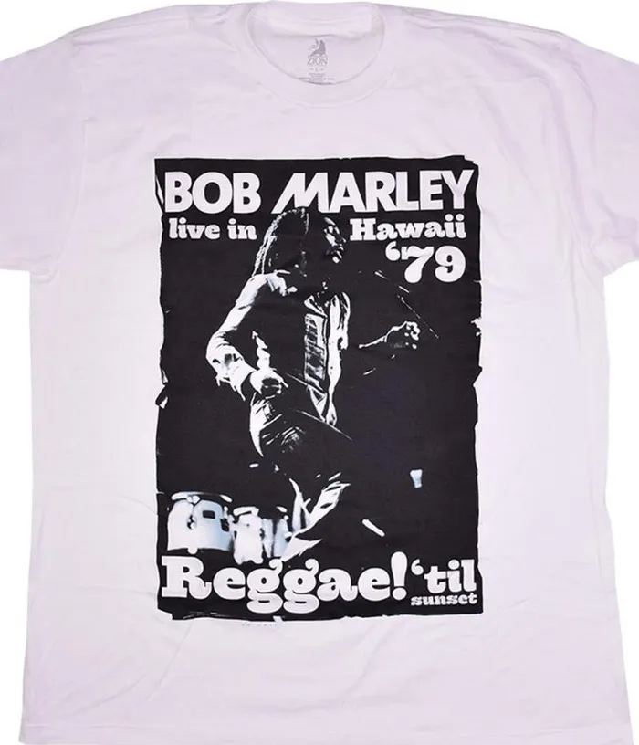 Liquid Blue TShirt Men Marley Live In Hawaii White TShirt