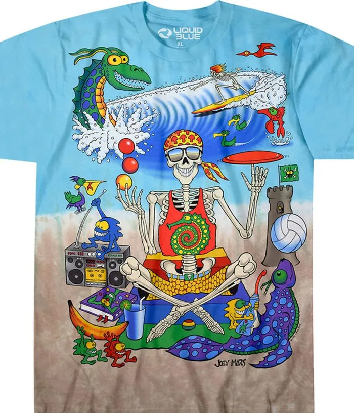 Liquid Blue TShirt Men Mars Beach Joey Mars TieDye TShirt