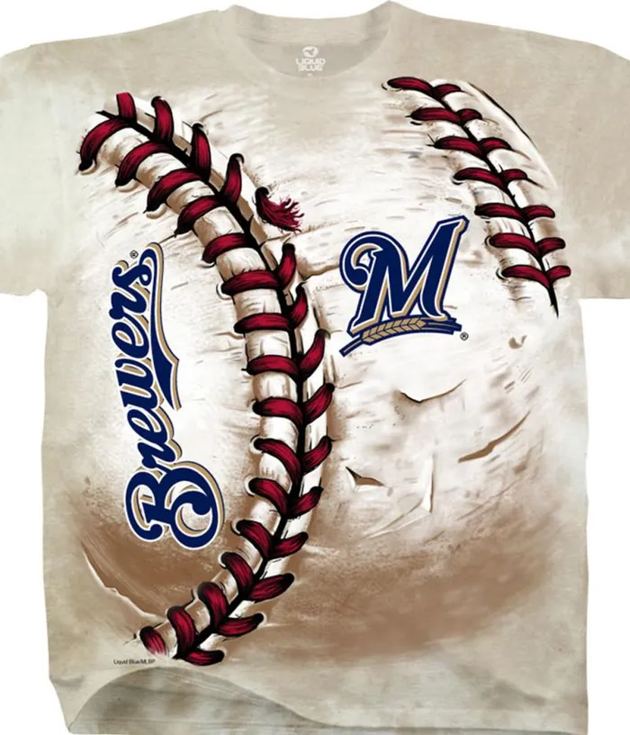 Liquid Blue TShirt Men Milwaukee Brewers Hardball TieDye TShirt