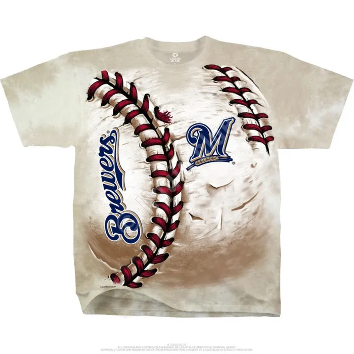 Liquid Blue TShirt Men Milwaukee Brewers Hardball TieDye TShirt