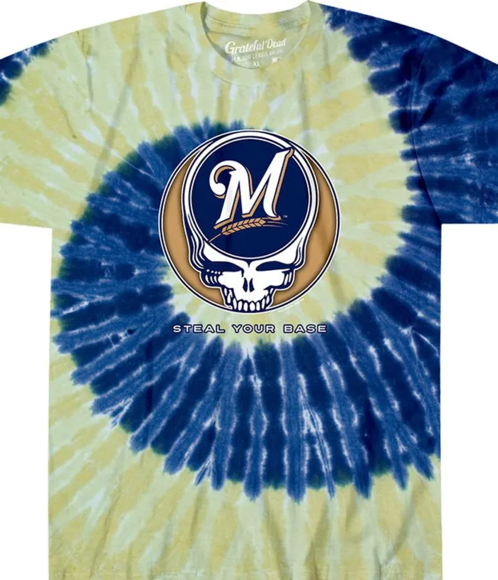 Liquid Blue TShirt Men Milwaukee Brewers Steal Your Base TieDye TShirt
