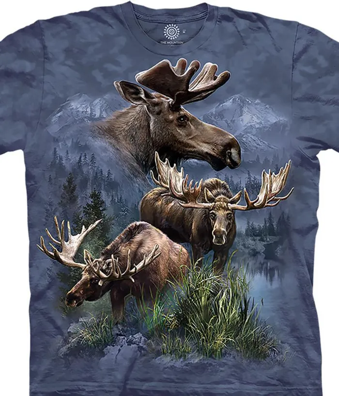 Liquid Blue TShirt Men Moose Collage Classic Cotton TShirt