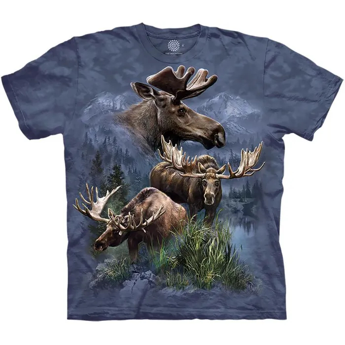 Liquid Blue TShirt Men Moose Collage Classic Cotton TShirt