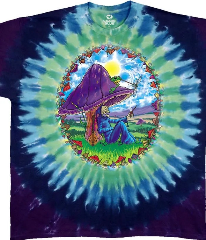 Liquid Blue TShirt Men Mushroom Haven TieDye TShirt