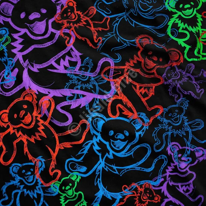 Liquid Blue TShirt Men Rainbow Bears Black TShirt