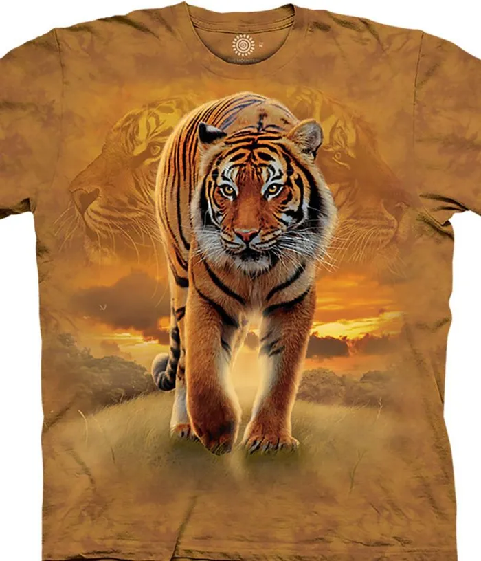 Liquid Blue TShirt Men Rising Sun Tiger Classic Cotton TShirt