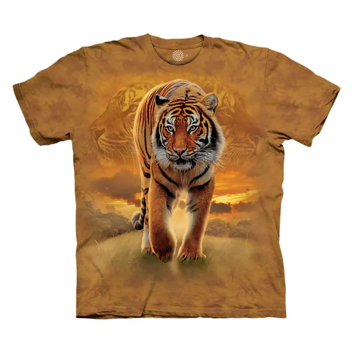 Liquid Blue TShirt Men Rising Sun Tiger Classic Cotton TShirt