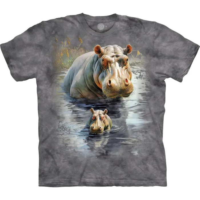 Liquid Blue TShirt Men River Hippos Classic Cotton TShirt