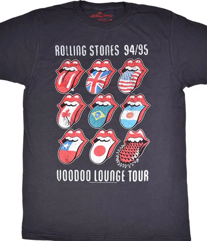 Liquid Blue TShirt Men Rolling Stones Voodoo Tongues Vintage Grey TShirt