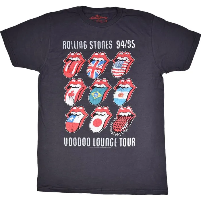 Liquid Blue TShirt Men Rolling Stones Voodoo Tongues Vintage Grey TShirt