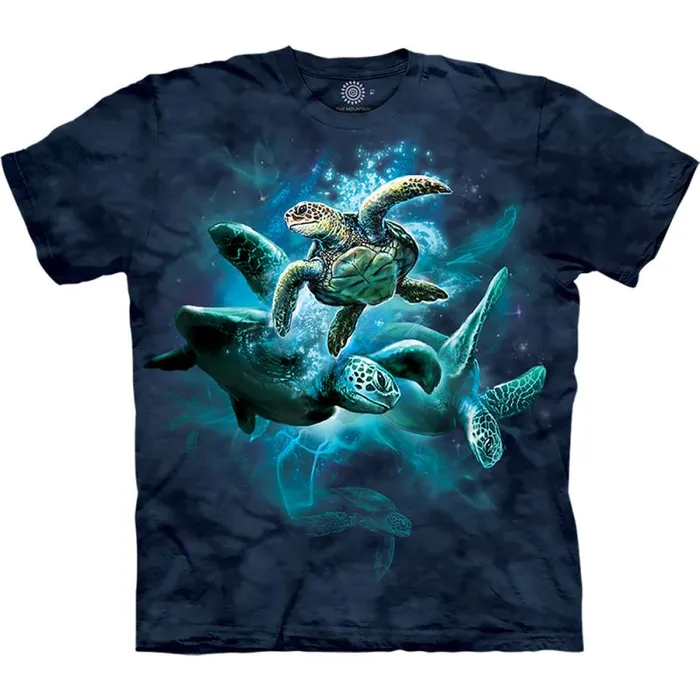 Liquid Blue TShirt Men Sea Turtle Collage Classic Cotton TShirt