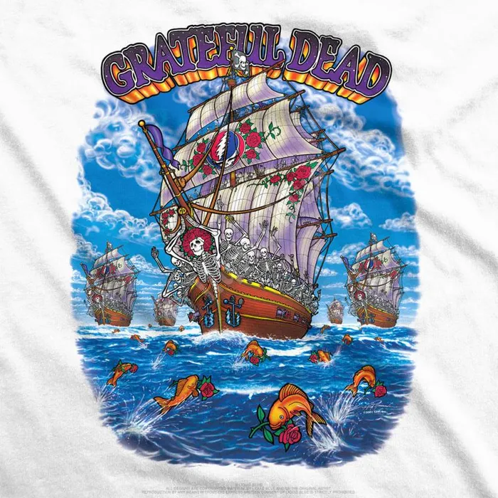 Liquid Blue TShirt Men Ship Of Fools White TShirt