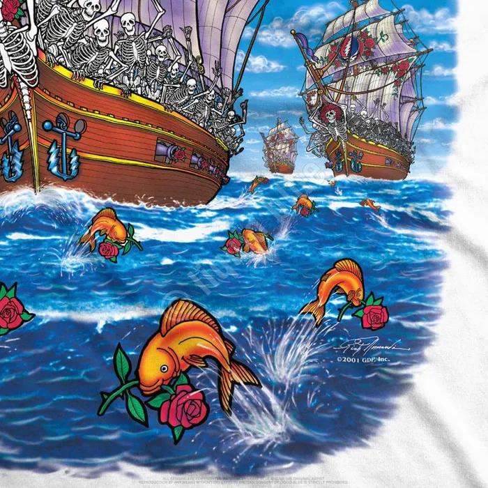 Liquid Blue TShirt Men Ship Of Fools White TShirt