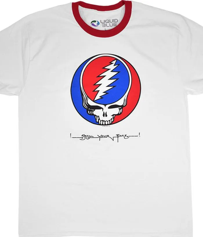 Liquid Blue TShirt Men Steal Your Face Ringer White Ringer TShirt