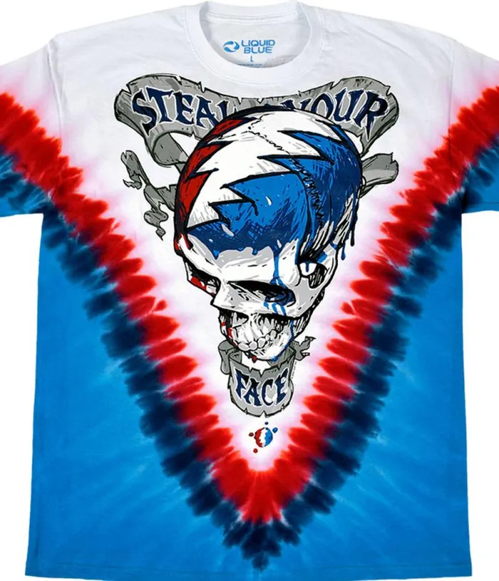 Liquid Blue TShirt Men Steal Your Face Vdye TieDye TShirt