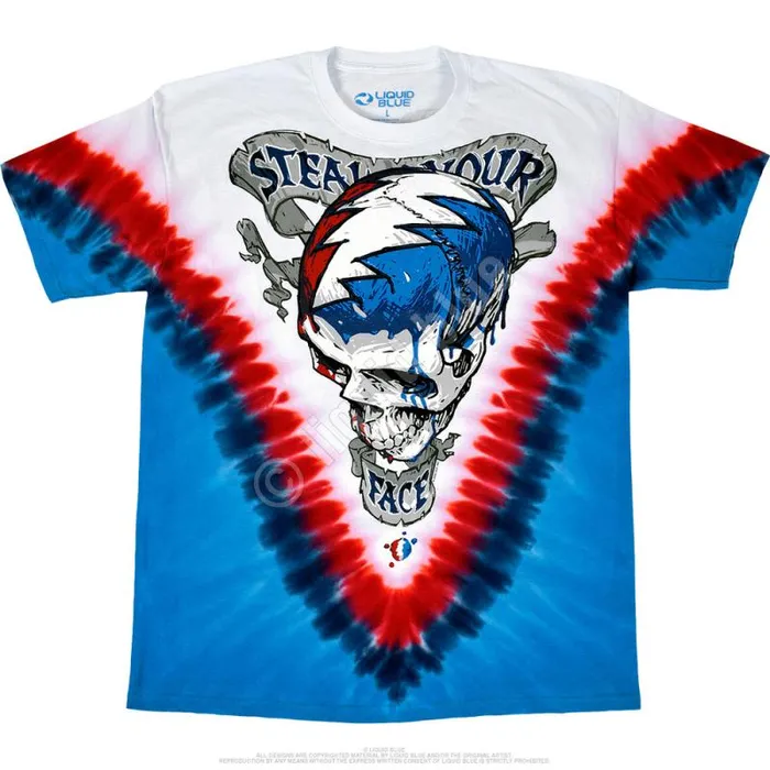 Liquid Blue TShirt Men Steal Your Face Vdye TieDye TShirt