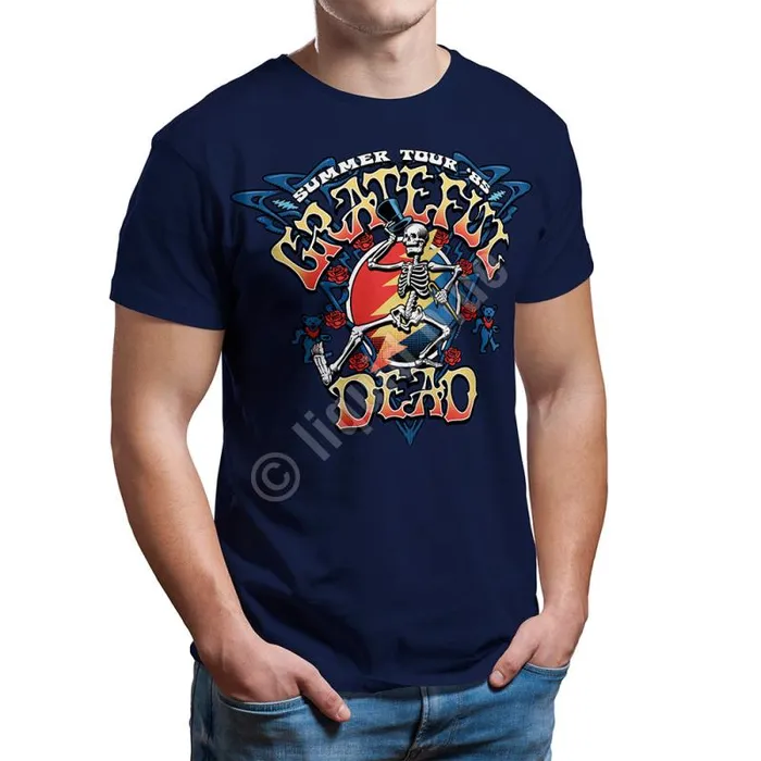 Liquid Blue TShirt Men Strutting Skelly Navy TShirt