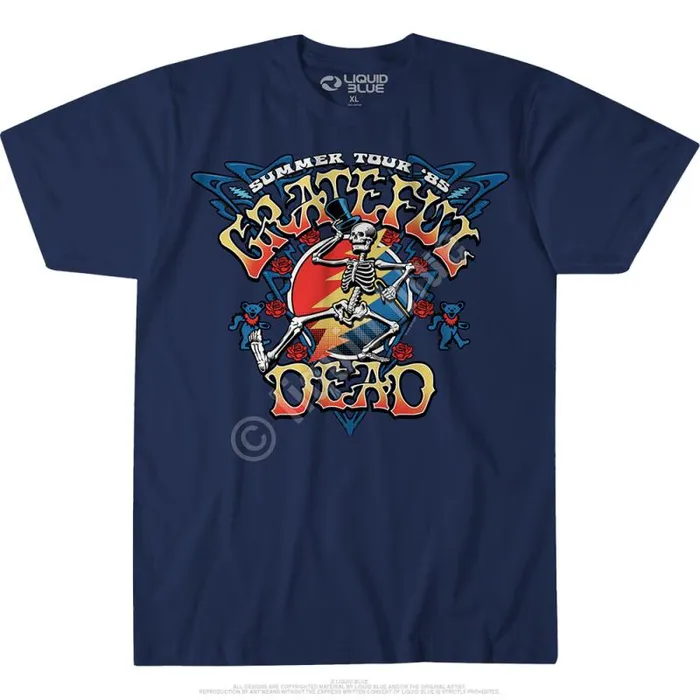 Liquid Blue TShirt Men Strutting Skelly Navy TShirt