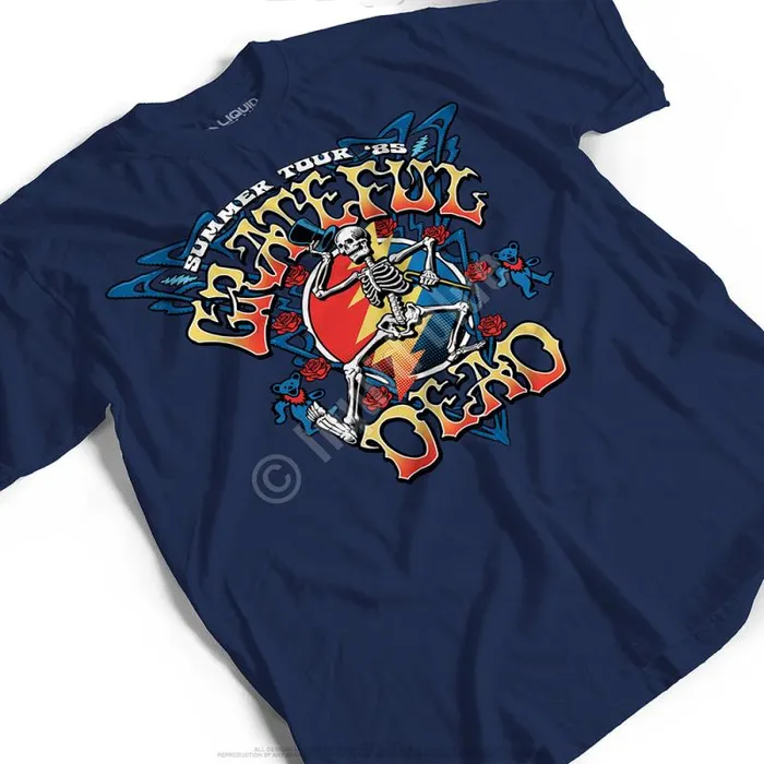 Liquid Blue TShirt Men Strutting Skelly Navy TShirt