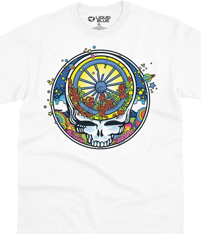 Liquid Blue TShirt Men SYF Wheel and Roses TShirt