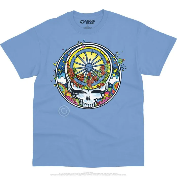 Liquid Blue TShirt Men SYF Wheel and Roses TShirt