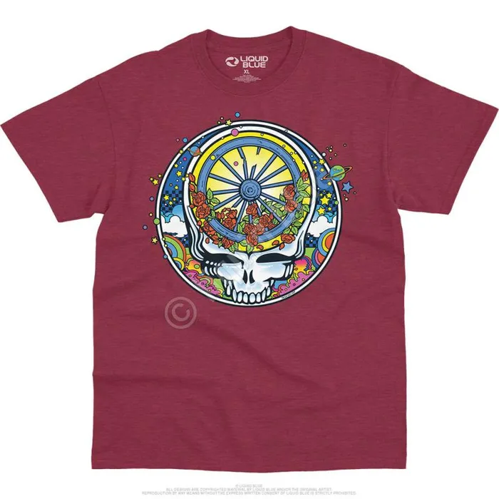 Liquid Blue TShirt Men SYF Wheel and Roses TShirt