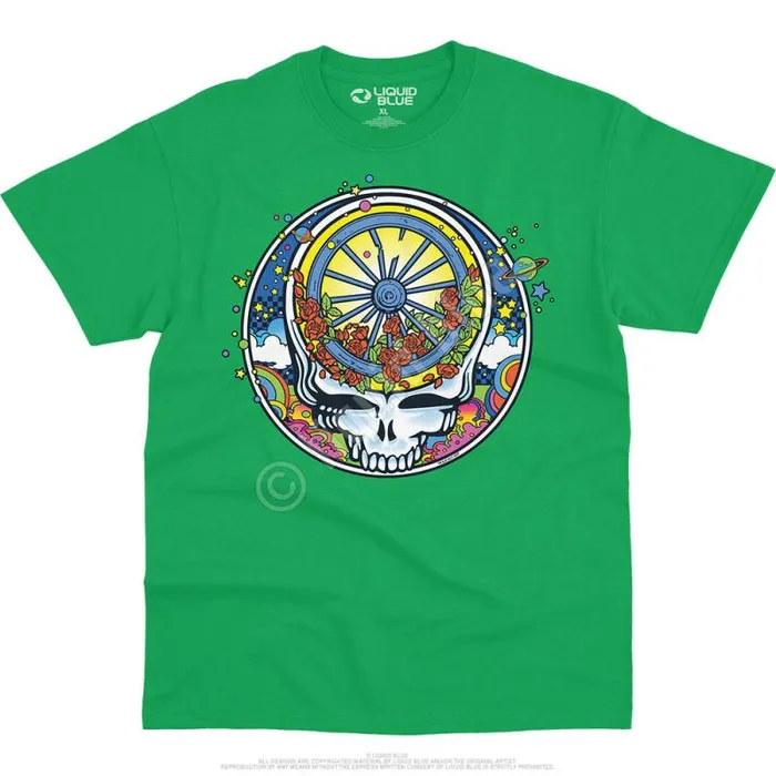 Liquid Blue TShirt Men SYF Wheel and Roses TShirt