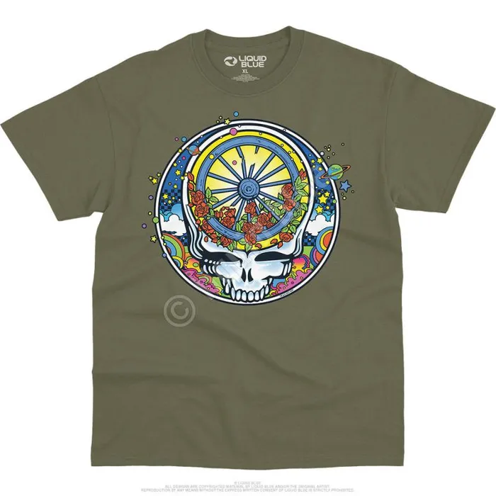 Liquid Blue TShirt Men SYF Wheel and Roses TShirt