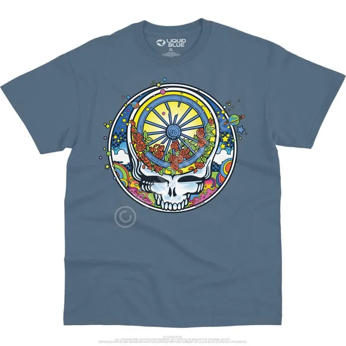 Liquid Blue TShirt Men SYF Wheel and Roses TShirt