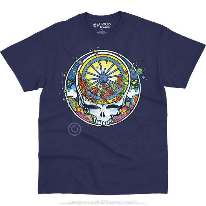 Liquid Blue TShirt Men SYF Wheel and Roses TShirt