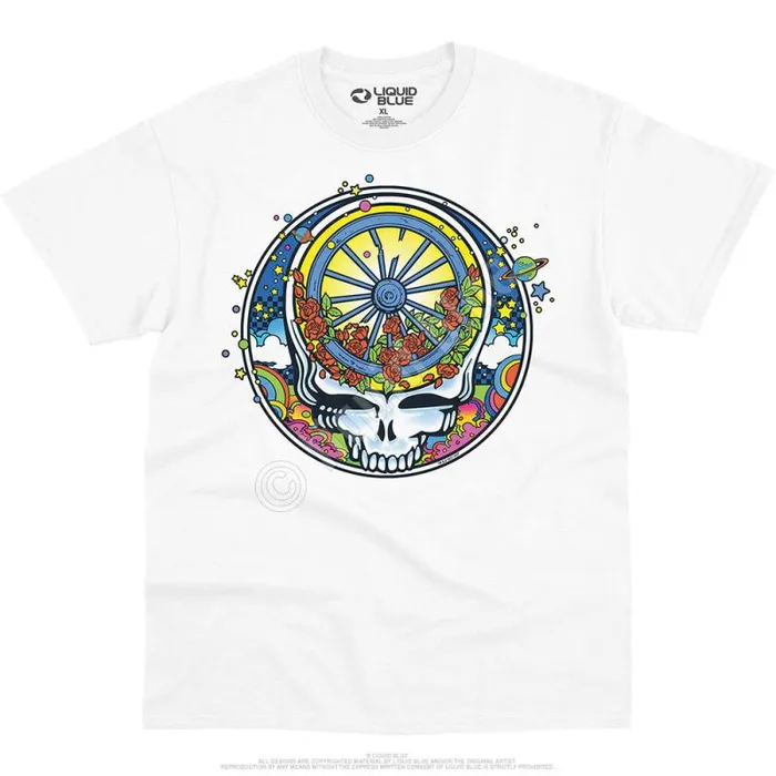 Liquid Blue TShirt Men SYF Wheel and Roses TShirt