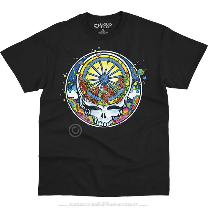 Liquid Blue TShirt Men SYF Wheel and Roses TShirt