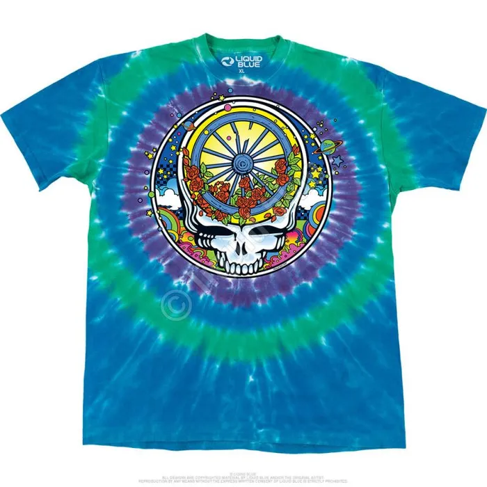 Liquid Blue TShirt Men SYF Wheel and Roses TShirt