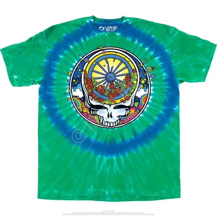 Liquid Blue TShirt Men SYF Wheel and Roses TShirt
