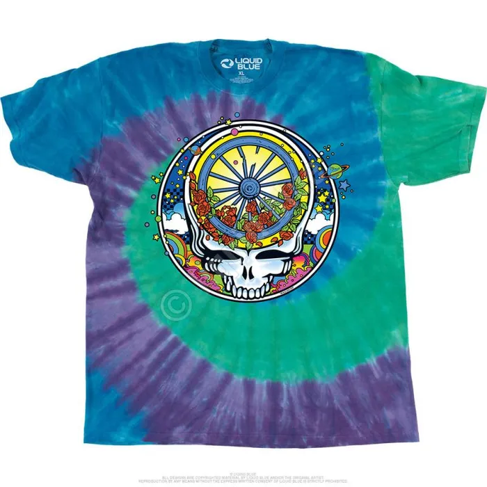 Liquid Blue TShirt Men SYF Wheel and Roses TShirt