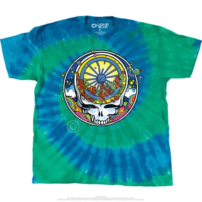 Liquid Blue TShirt Men SYF Wheel and Roses TShirt