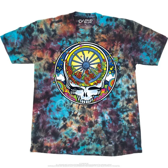 Liquid Blue TShirt Men SYF Wheel and Roses TShirt