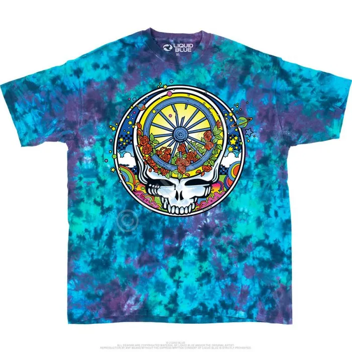 Liquid Blue TShirt Men SYF Wheel and Roses TShirt