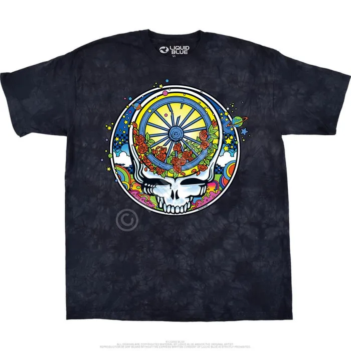 Liquid Blue TShirt Men SYF Wheel and Roses TShirt