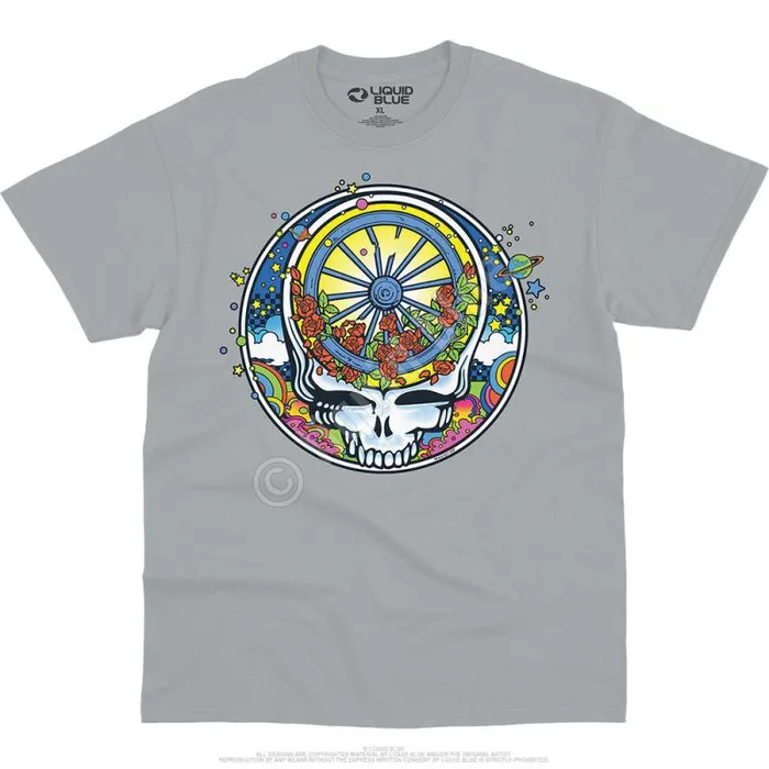 Liquid Blue TShirt Men SYF Wheel and Roses TShirt