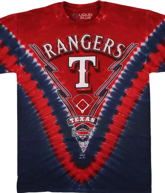 Liquid Blue TShirt Men Texas Rangers V TieDye TShirt