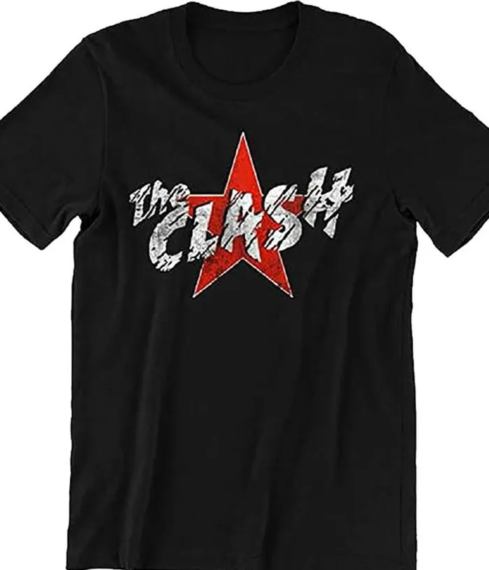 Liquid Blue TShirt Men The Clash Star Logo Black TShirt