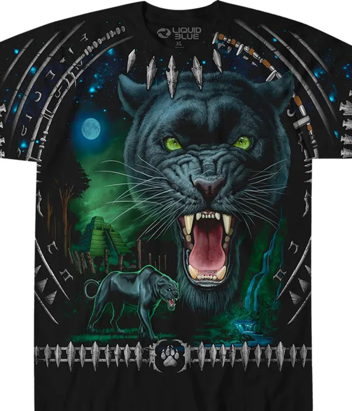 Liquid Blue TShirt Men Tribal Panther Black TShirt