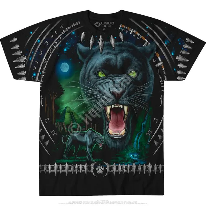 Liquid Blue TShirt Men Tribal Panther Black TShirt