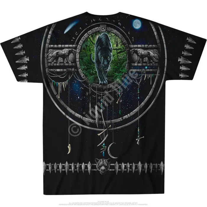 Liquid Blue TShirt Men Tribal Panther Black TShirt