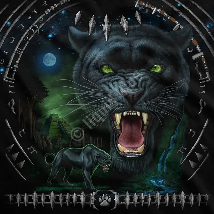 Liquid Blue TShirt Men Tribal Panther Black TShirt