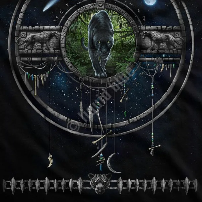 Liquid Blue TShirt Men Tribal Panther Black TShirt