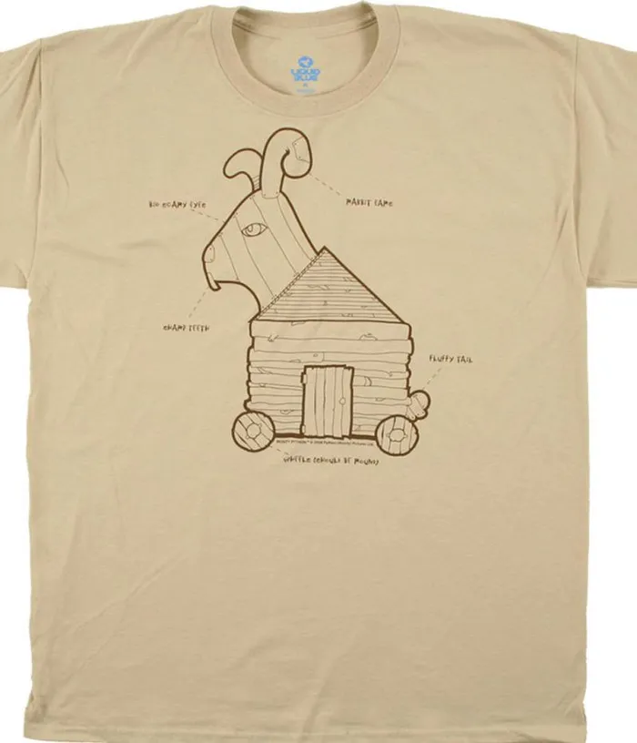 Liquid Blue TShirt Men Trojan Rabbit Tan TShirt
