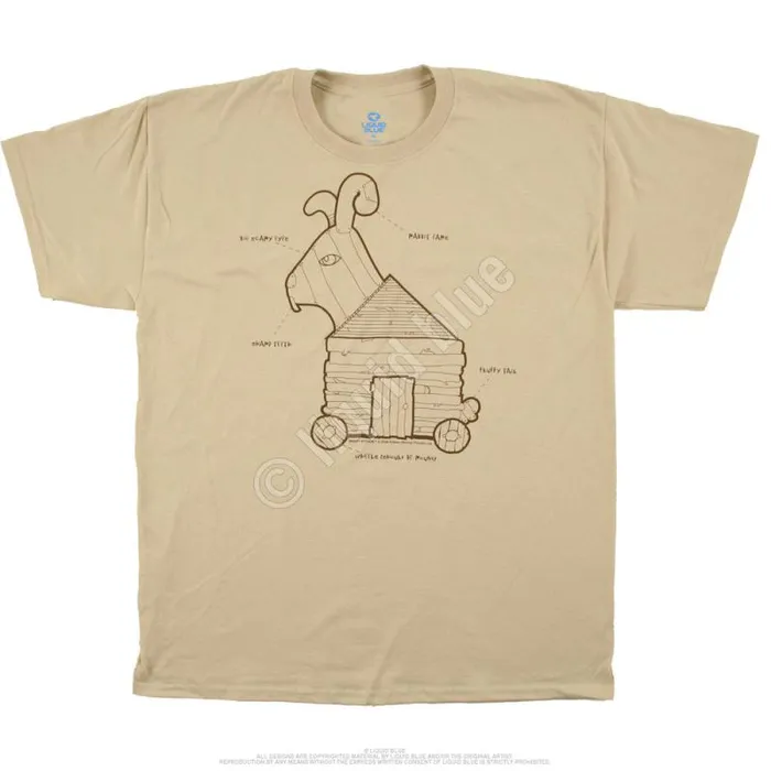 Liquid Blue TShirt Men Trojan Rabbit Tan TShirt